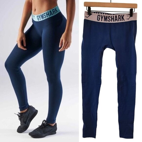 Gymshark Navy Blue Full Length Leggings Tights Activewear Pants Women's S - Picture 1 of 7